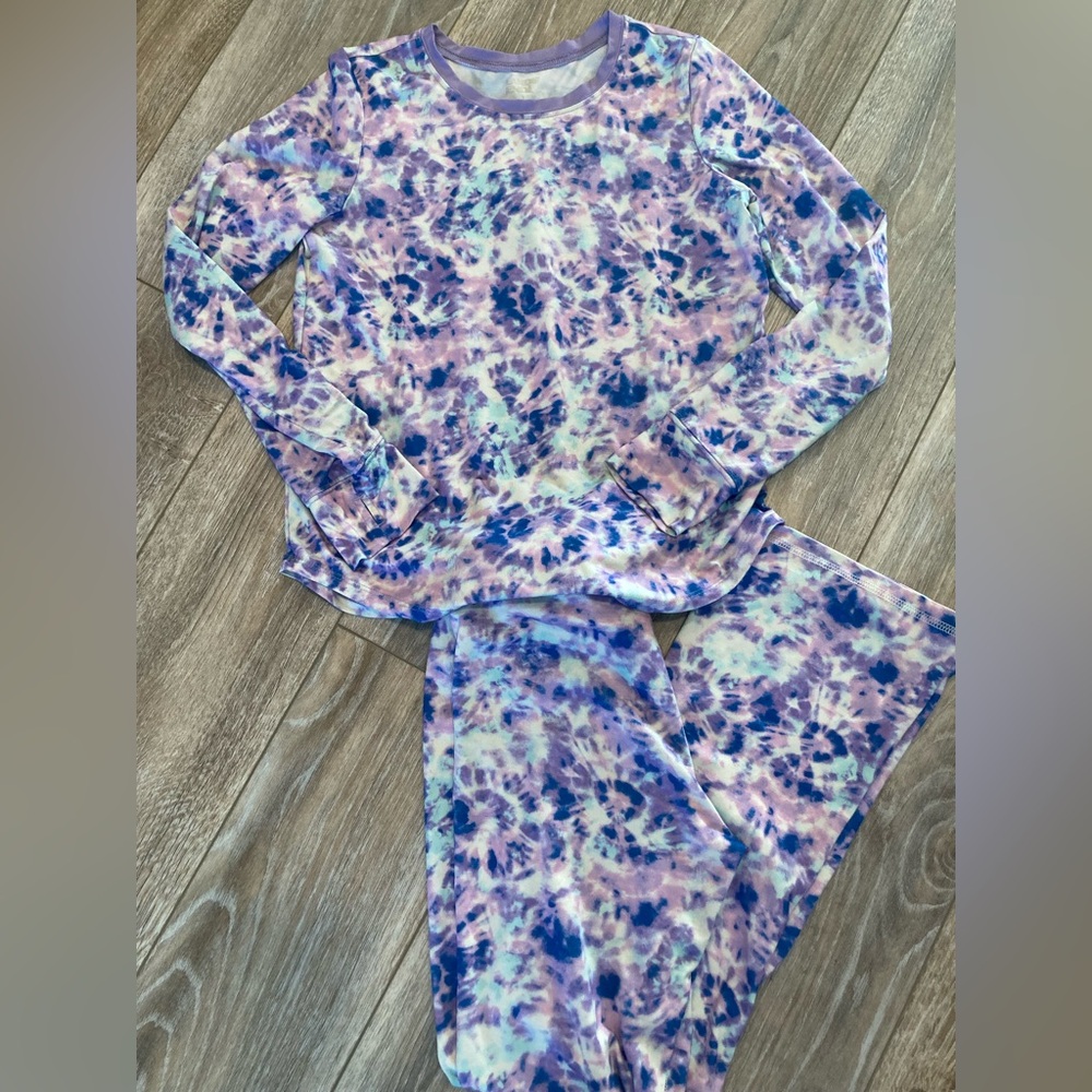 Lands End Purple Tie-Dye Kids Lounge Set